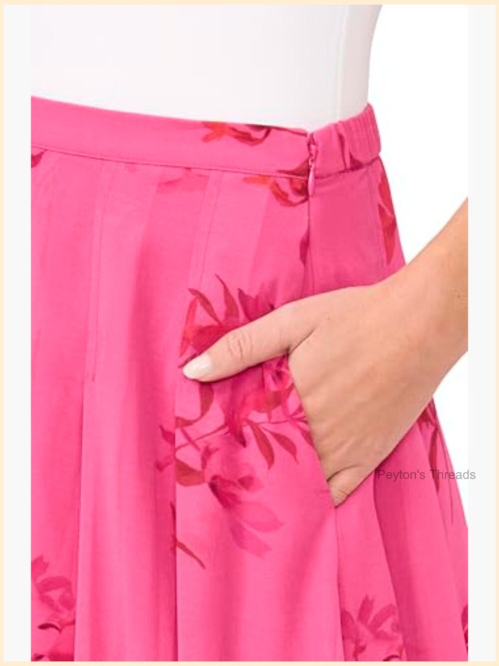 Pleated Bubble Midi Skirt - 100% Rayon, Zipper Closure, Hand Wash - Picture 4 of 5
